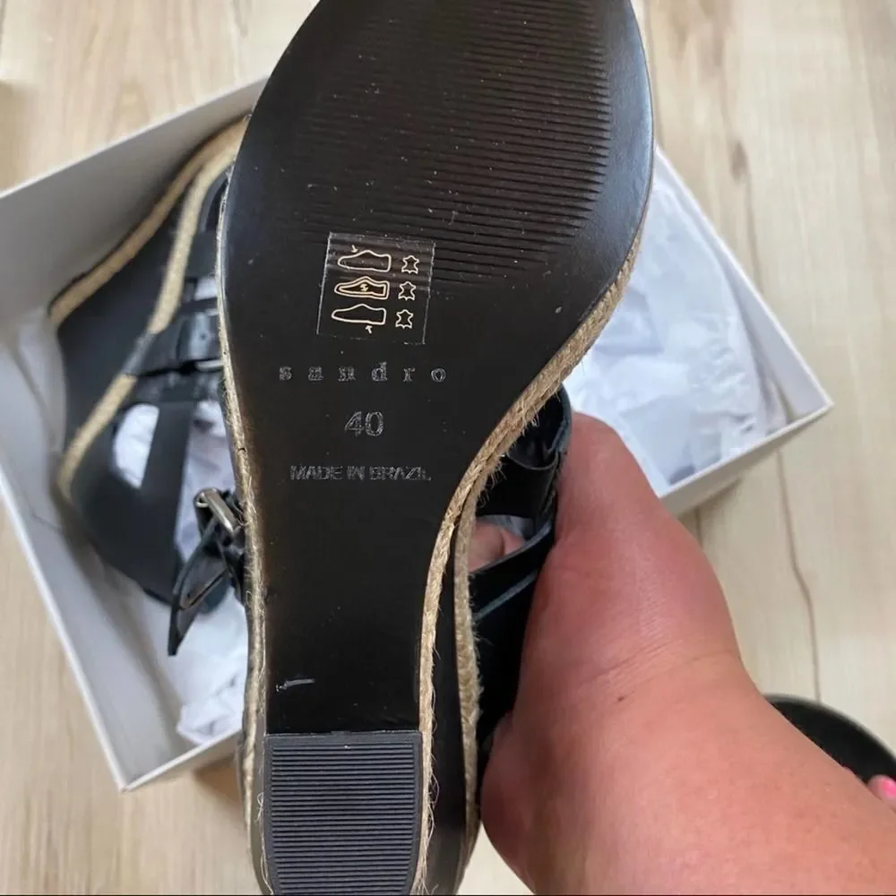 Sandro Paris Alex Black Wedged Platform Espadrille